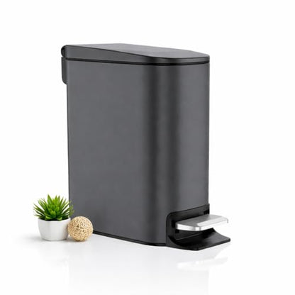 Opal Abode 6L Stainless Steel Swing-Lid Trash Bin in Black – product image 1