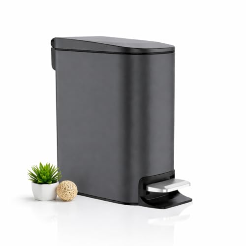 Opal Abode 6L Stainless Steel Swing-Lid Trash Bin in Black – product image 1