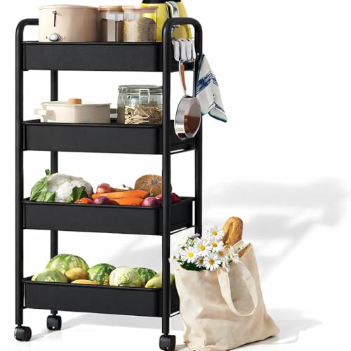 Opal Abode 4-Tier Rolling Storage Trolley in Black – product image 1