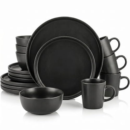 Opal Abode 16-Piece Matte Black Dinnerware Set for 4 – product image 1