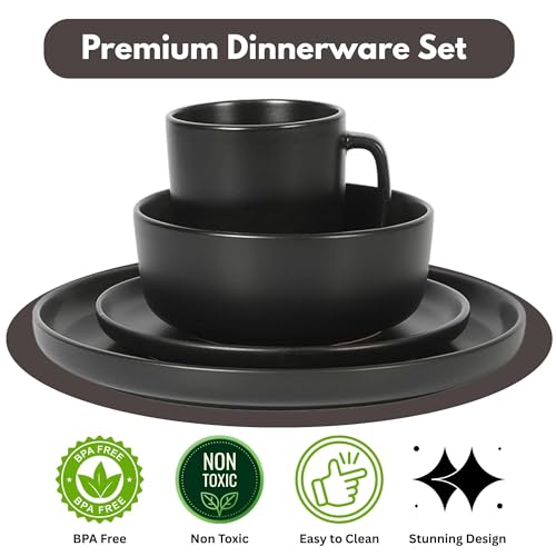 Opal Abode 16-Piece Matte Black Dinnerware Set for 4 – product image 5