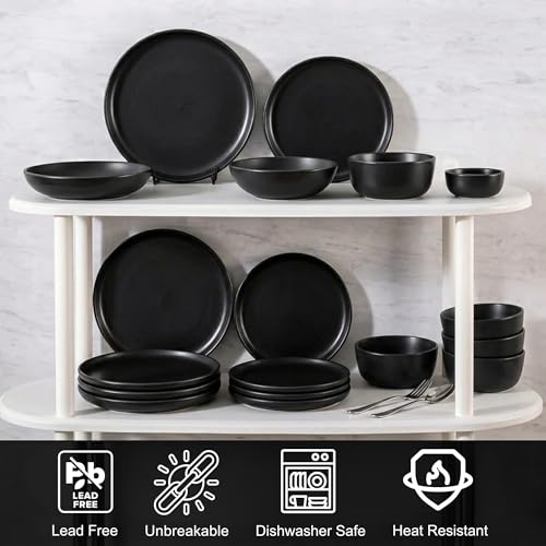 Opal Abode 16-Piece Matte Black Dinnerware Set for 4 – product image 2