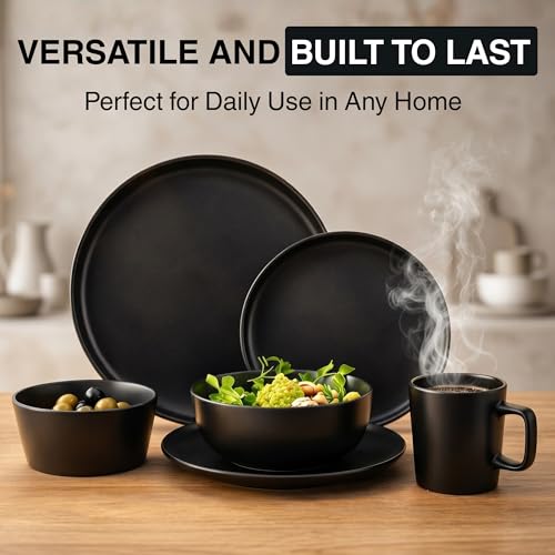 Opal Abode 16-Piece Matte Black Dinnerware Set for 4 – product image 6