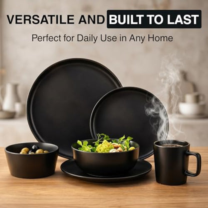 Opal Abode 16-Piece Matte Black Dinnerware Set for 4 – product image 6