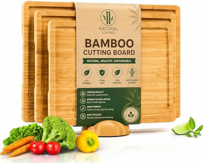 Opal Abode 3-Piece Reversible Bamboo Cutting Board Set – product image 1