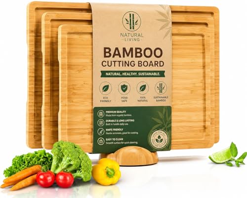 Opal Abode 3-Piece Reversible Bamboo Cutting Board Set – product image 1