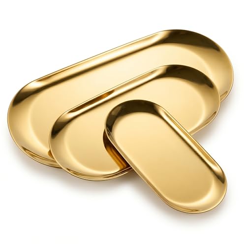 Opal Abode 3-Piece Gold Oval Serving Tray Set – product image 1