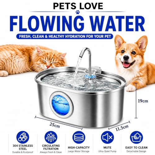 Opal Abode 3.2L Stainless Steel Cat Water Fountain – product image 3