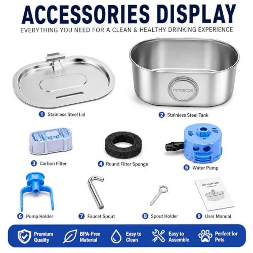 Opal Abode 3.2L Stainless Steel Cat Water Fountain – product image 7