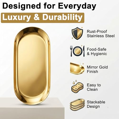 Opal Abode 3-Piece Gold Oval Serving Tray Set – product image 4