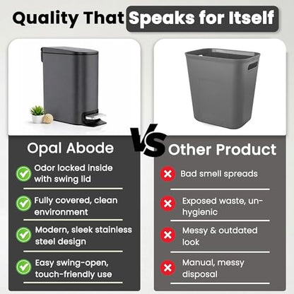 Opal Abode 6L Stainless Steel Swing-Lid Trash Bin – product image 3