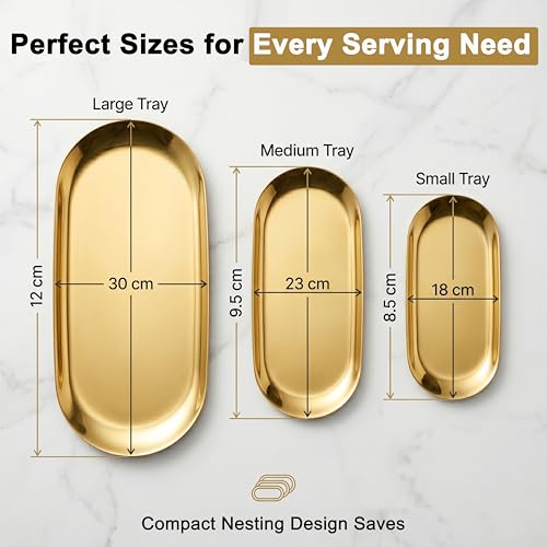 Opal Abode 3-Piece Gold Oval Serving Tray Set – product image 2