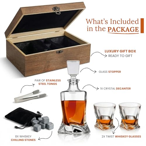 Opal Abode 15-Piece Whiskey Decanter Gift Set in Pine Box – product image 3