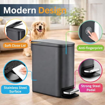 Opal Abode 6L Stainless Steel Swing-Lid Trash Bin – product image 4