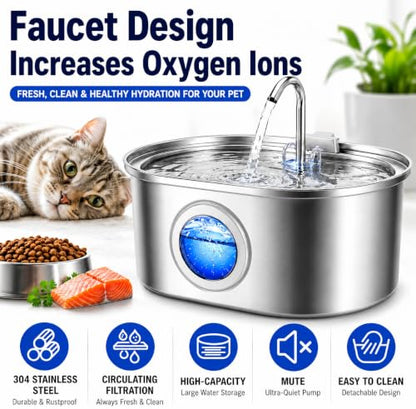 Opal Abode 3.2L Stainless Steel Cat Water Fountain – product image 4