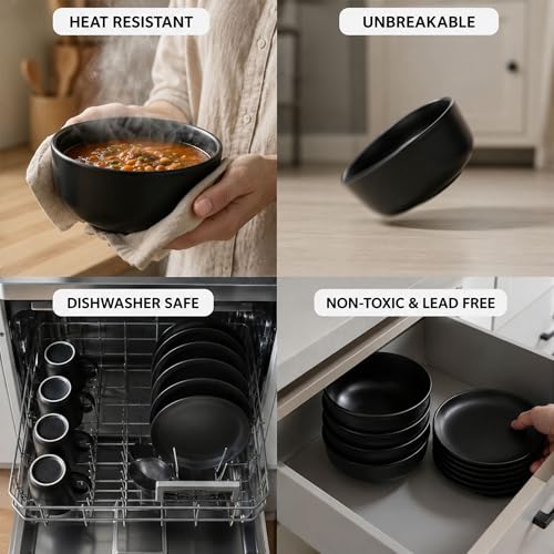Opal Abode 16-Piece Matte Black Dinnerware Set for 4 – product image 3
