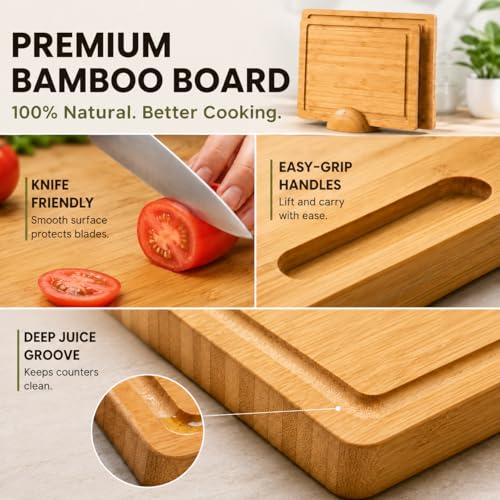 Opal Abode 3-Piece Reversible Bamboo Cutting Board Set – product image 3