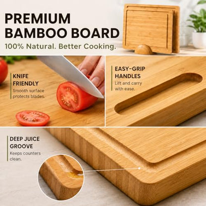 Opal Abode 3-Piece Reversible Bamboo Cutting Board Set – product image 3