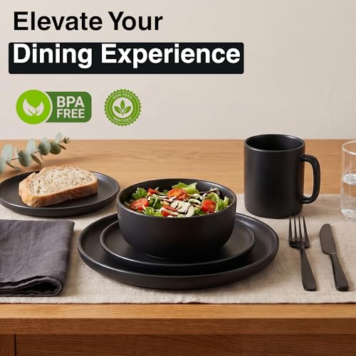 Opal Abode 16-Piece Matte Black Dinnerware Set for 4 – product image 4