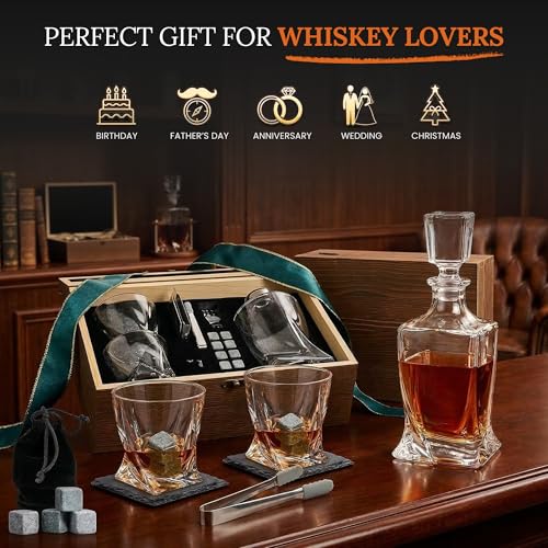 Opal Abode 15-Piece Whiskey Decanter Gift Set in Pine Box – product image 6