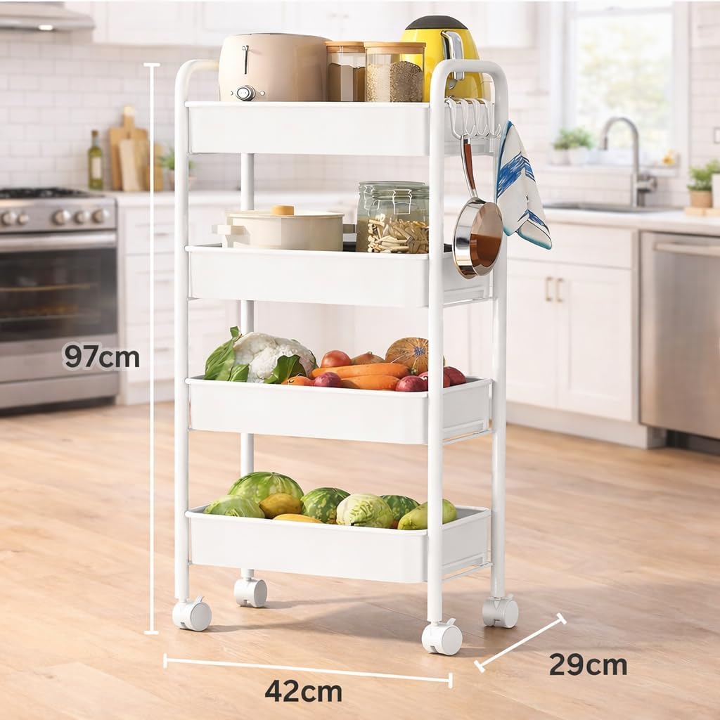 4-Tier Rolling Storage Trolley
