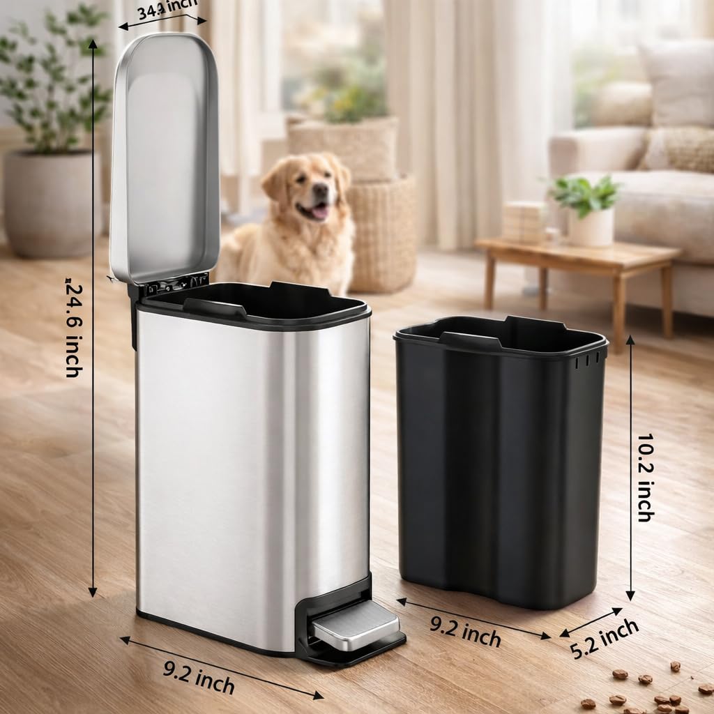 6L Stainless Steel Swing-Lid Trash Bin