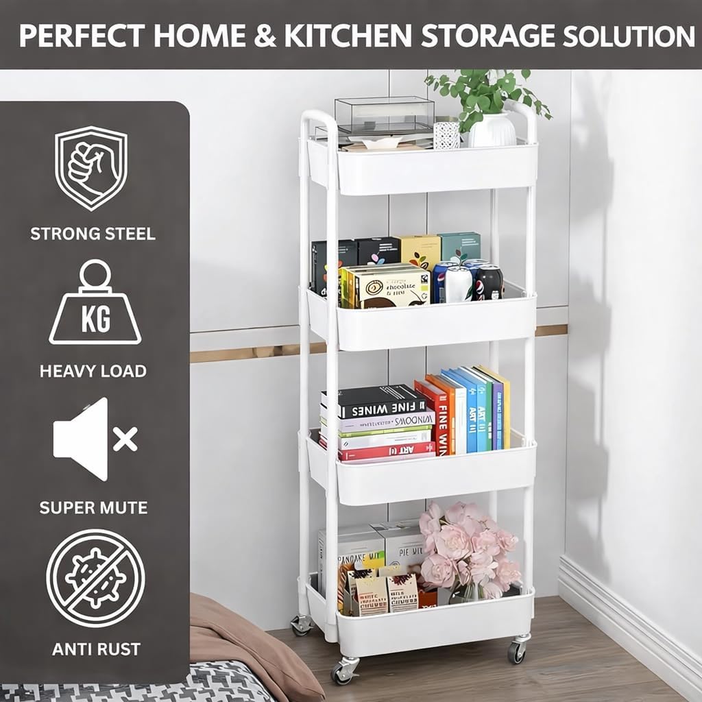 4-Tier Rolling Storage Trolley