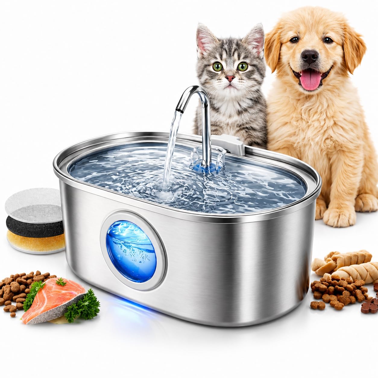 Opal Abode 3.2L Stainless Steel Cat Water Fountain – product image 1
